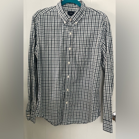 J Crew Mens Large Cotton Oxford Button Down Shirt. Blue & White Gingham - Picture 9 of 9
